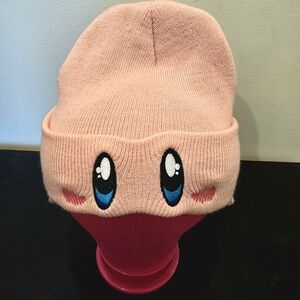Pink Kids Beanie with Cute Face Design